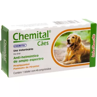 Chemital Vermífugo Para Cães Com 4 Comprimidos - Chemitec