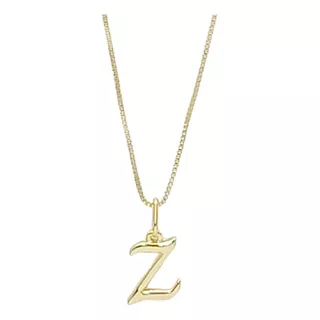 Colar Corrente Letra Lisa Inicial Presente Banhado Ouro 18k Cor Dourado Z