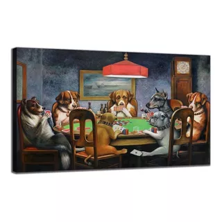 Cuadro Canvas  Perros Jugando Poker 90x130cm