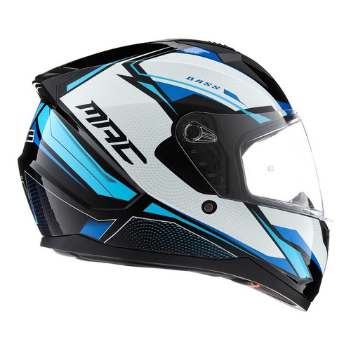 Casco para moto integral MAC Helmets M67 BASS  celeste y blanco brillante talle XL 