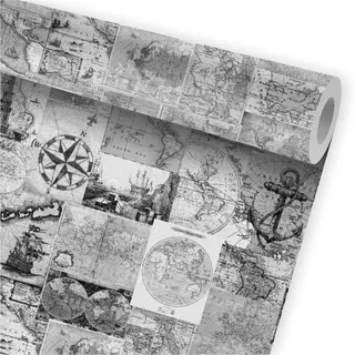 Papel De Parede Vintage Mapa Carta Naútica Kit 02 Rolos A286