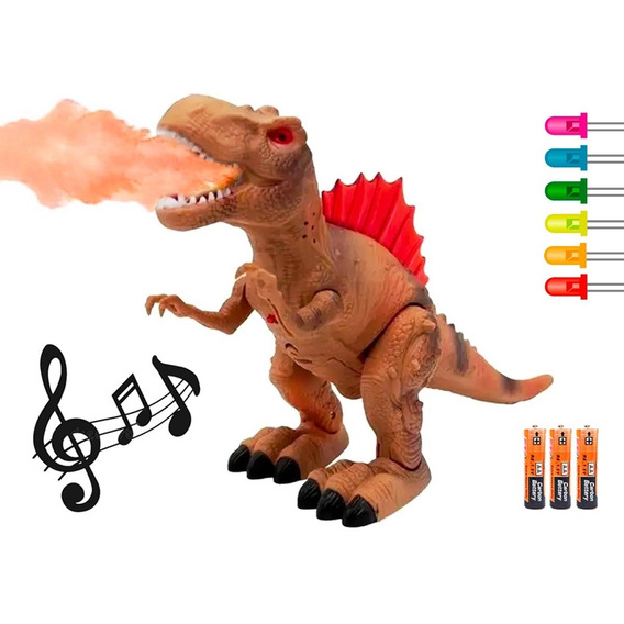 Dinosaurio Trex Juguete Dispara Humo Lanzador Fuego Luce Led