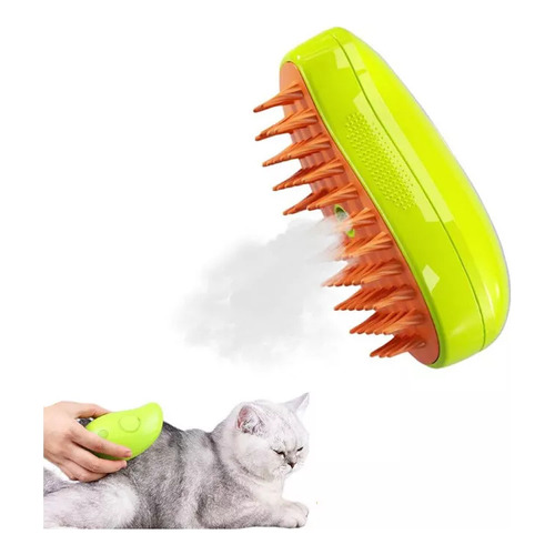 Cepillo Para Gatos 3 En 1, Cepillo Autolimpiante Para Gatos Color Verde