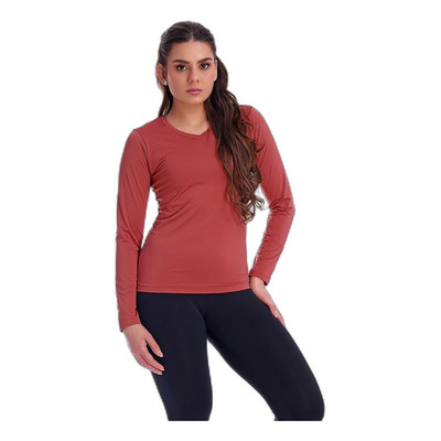 Blusa Térmica Segunda Pele Gola V Básica Rosa Bronze Libidus