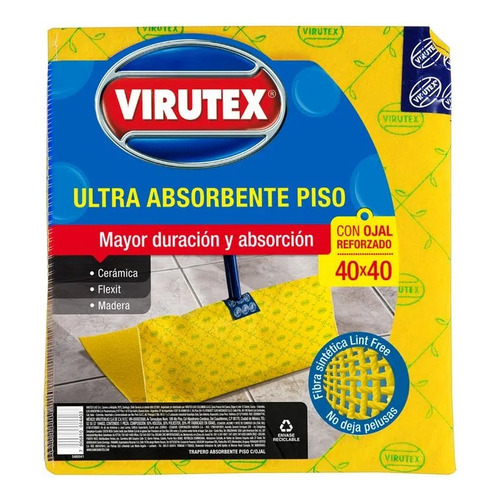 Trapero Ultra Absorbente Con Ojal 40x40cm 1un Virutex Color Amarillo
