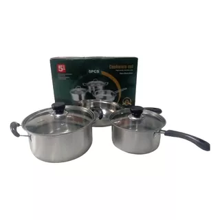 Juego De Bateria 5 Piezas En Acero Inoxidable Cookware Set