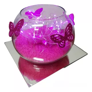 Centros De Mesa Luminoso Con Mariposas Rosa Fucsia Pecera 