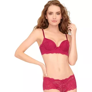 7218 3418 Ilusion Bra Boxer Lenceria Sexy Vino Rubi Encaje