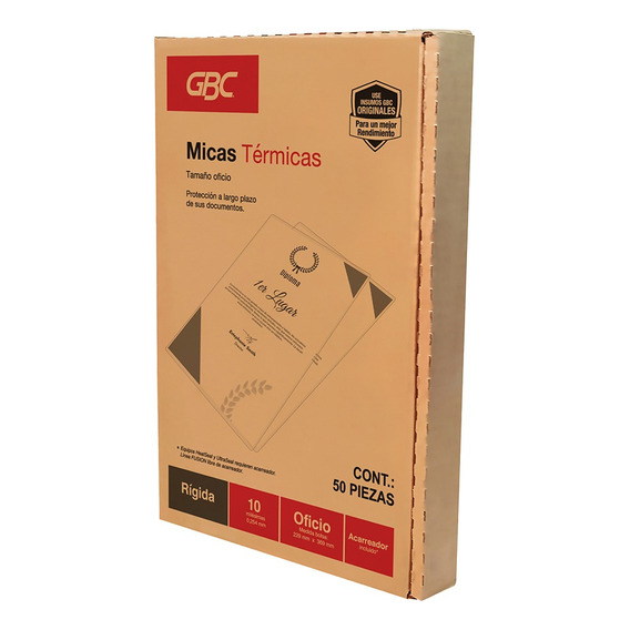 Mica Térmica Para Enmicar Gbc Oficio, Rígidas 10 Mil- 50 Pzs