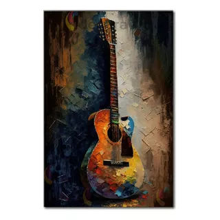 Cuadro Guitarra Musica Colorido Canvas Elegante G6 60x40