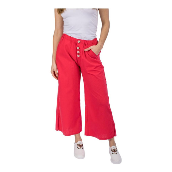 Pantalon De Lino Ufo Feather Rojo