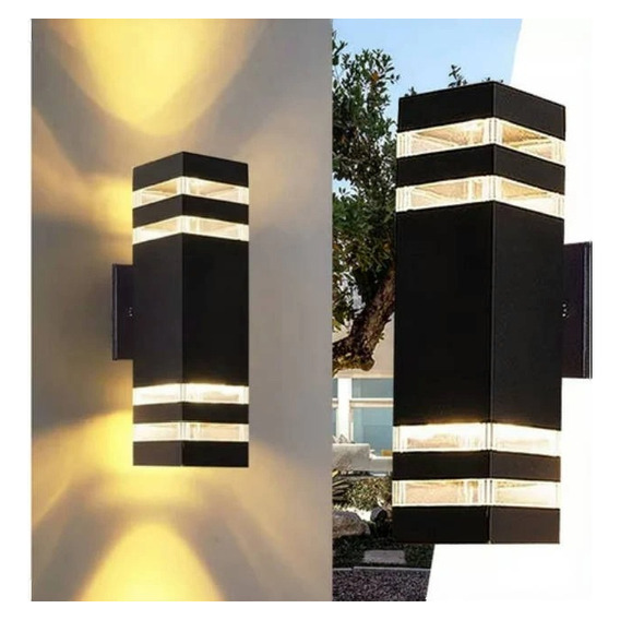 Lámpara Pared Led Aplique Impermeable Negro Exterior Jardín