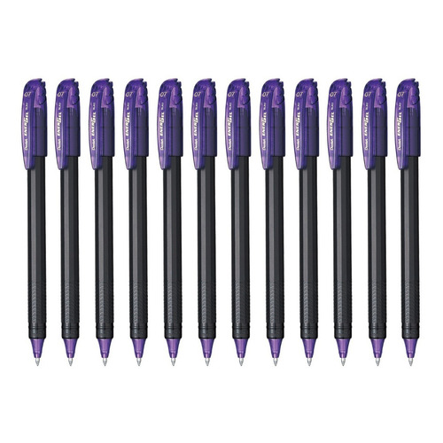 Bolígrafos Pentel Energel Stick Bl417 0.7 Mm Caja 12 Piezas Color De La Tinta Violeta Color Del Exterior Negro