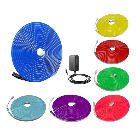 Neon Flex 12v X5 Metros Incluye Adaptador (elegir Color)