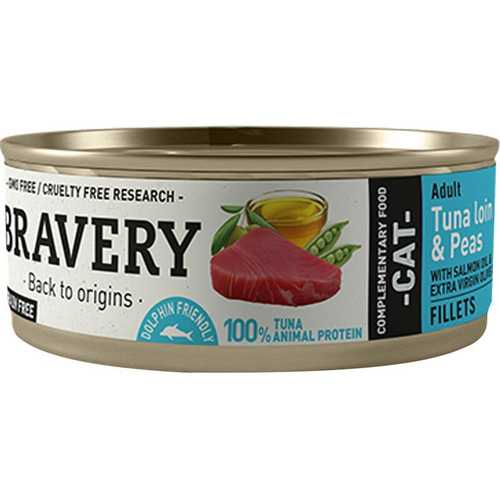 Bravery Húmedo Gato Atún Guisantes 70 Grs