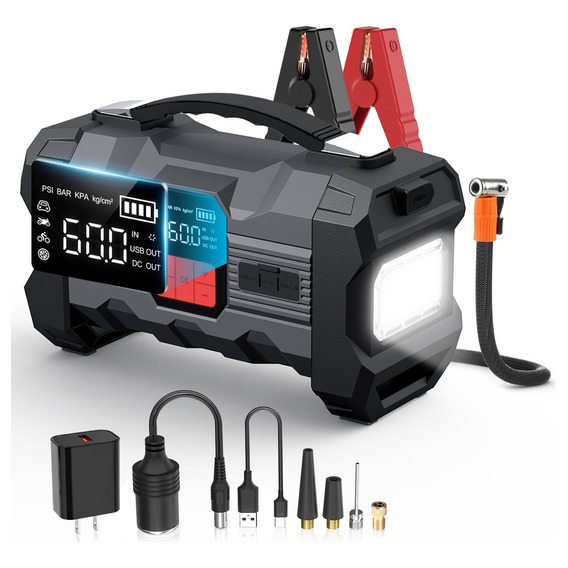 Arrancador De Batería De Auto Portátil 4000a,inflador 150psi