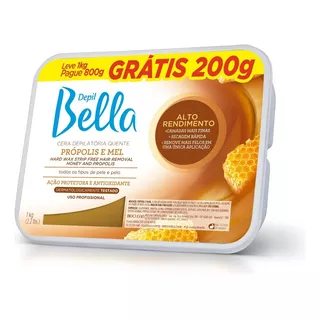 Depil Bella Cera Depilatoria Quente Propolis 800g Grátis 200g