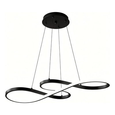 Colgante Led Curvas Negro Deco Moderno Ldf45040-n Luz Desing Negro