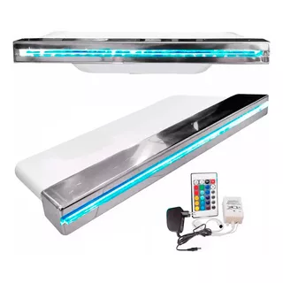 Cascata De Piscina Com Led Embutir Parede Ponta Inox 1 Metro