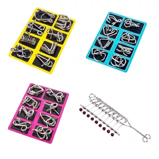 24 Pcs Rompecabezas De Alambre De Juego Metal+nueve Anillos