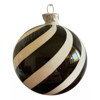 12 Esferas Navidad Caramelo Negro Blanco Grandes Artesanales