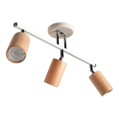 Plafon Barral 4 Luces Blanco Madera Frances Apto Led Gu10