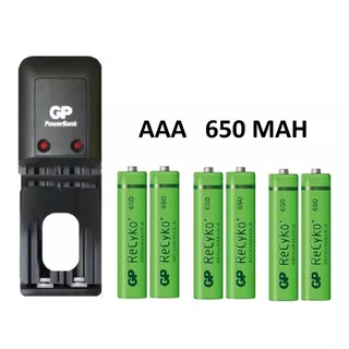 Cargador Mas Baterias Aaa  Recargables 650 Mah  Marca Gp 