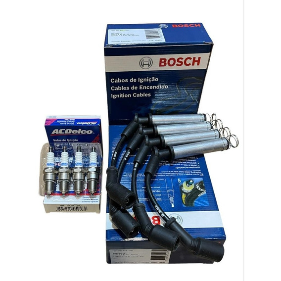 Juego Cables Bosch + 4 Bujias Ac Delco Prisma 1.4 8v