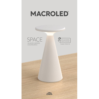 Velador De Mesa Space Blanco Inalámbrica Led Mc