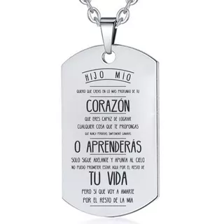 Collar Dije Corazón Amor Hijo Grabado Láser Personalizado