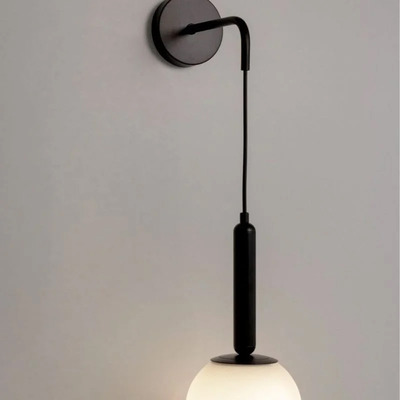 Aplique Pared Lucy Negro Opal Apto Led E27 Deco Moderno 