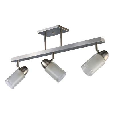 Plafon 3 Luces Acero Vidrio Cabezal Movil Apto Led E27 Acero