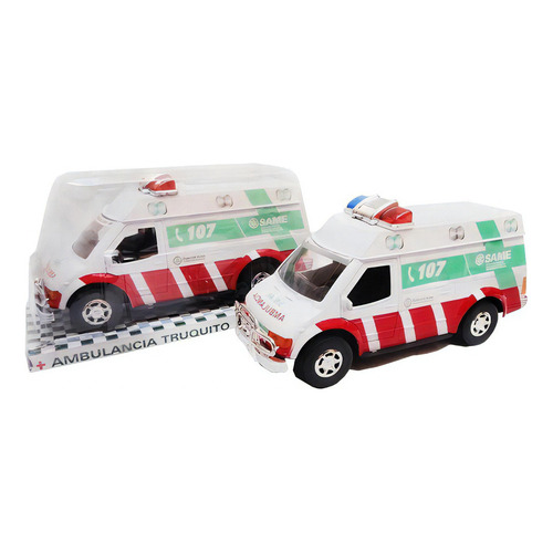 Ambulancia Camioneta De Juguete Same A Friccion 26cm Color Blanca