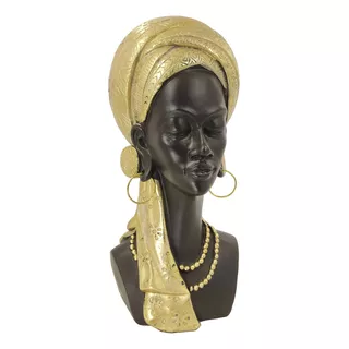 Busto Africana Resina Mulher Negra Boneca Estátua Estatueta