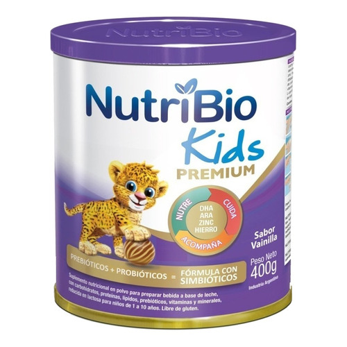 Leche de fórmula en polvo sin TACC Ethical Pharma NutriBio Kids Premium sabor vainilla en lata de 1 de 400g - 12 meses a 10 años