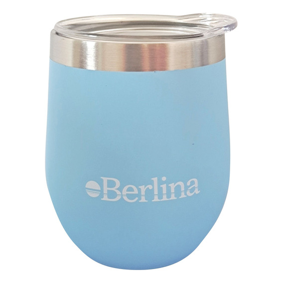 Mate Con Tapa 220ml Berlina Celeste, Doble Pared De Acero In