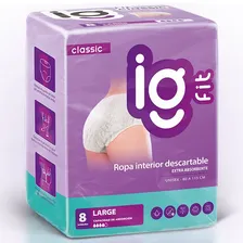 Ropa Interior Descartable Adultos Igfit Talle L  Pack 8 Uds Incontinencia Moderada Grande
