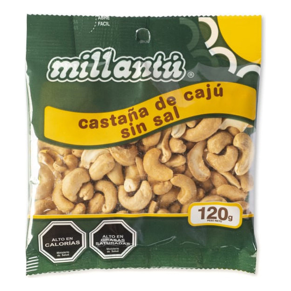 Castañas De Cajú Millantún Sin Sal 120 G