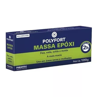 Adesivo Massa Epóxi Pulvitec Polyepox 100g - Kit 12 Unidades