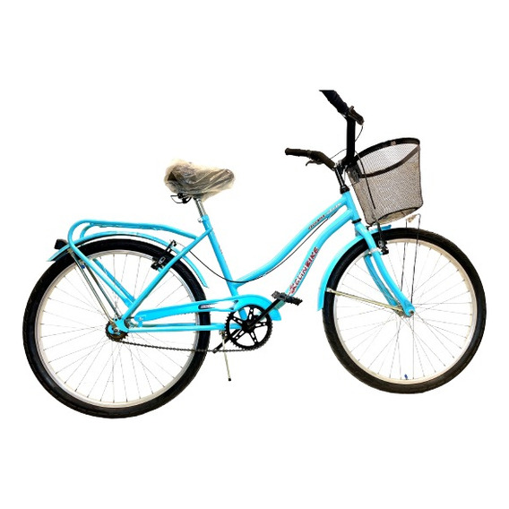 Bicicleta paseo femenina Kelinbike Full R26 frenos v-brakes color celeste con pie de apoyo  