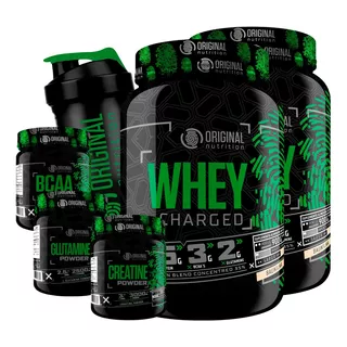 Combo 2x Whey Charged + Glutamina + Bcaa + Creatina + Shaker