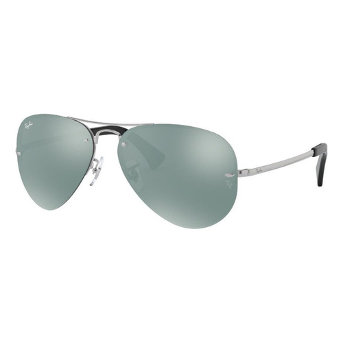 Gafas de sol Ray-Ban RB3449 Standard con marco de metal color polished silver, lente silver espejada, varilla polished silver de metal