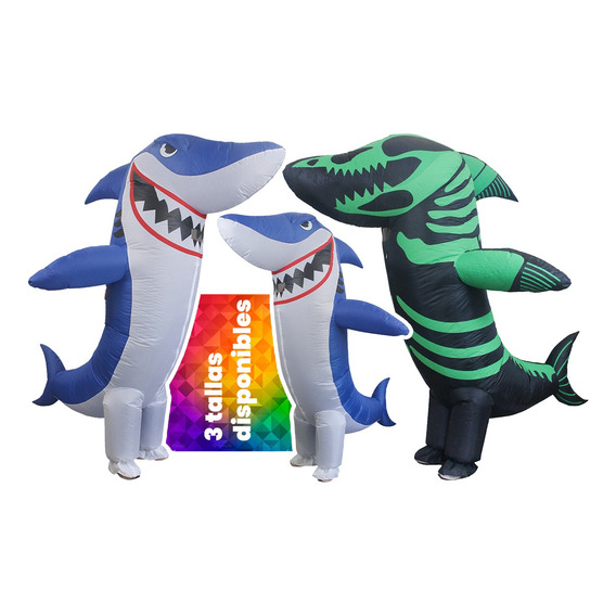 Disfraz Inflable De Halloween Shark Tiburón Premium Toda Ocasión - 2 Tallas Disponibles