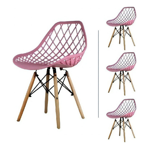 Set 4 Sillas Eames Mundo In Vento Comedor Color De La Estructura De La Silla Rosa Claro