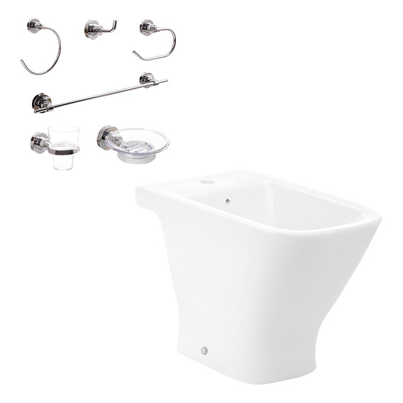 Combo Baño Bidet Roca The Gap + Accesorios Aqualaf 6 Piezas