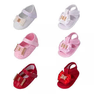 Sapatinhos E Sandálias Bebê Kit 6 Pares Menina Frete Grátis