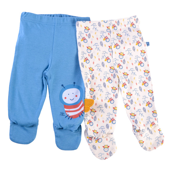 Pantalón Con Pie Gamuza Pack 2 Pcs. Recién Nacido Niño