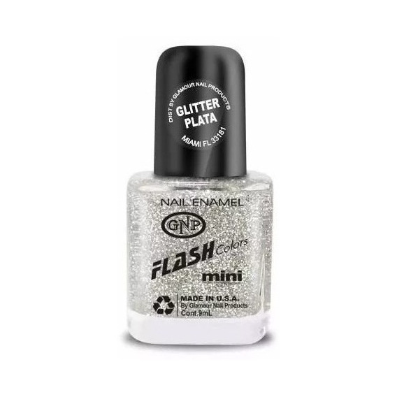 Esmalte Flash Colors De Gnp 9ml Glitter Plata