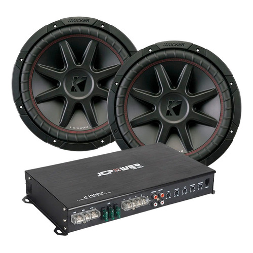 Pack Ampli Jc Power Jc1600.1 + 2 Subwoofer Kicker Cvr124 12 Color Negro