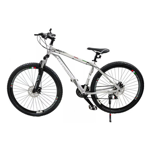 Mountain bike Lamborghini 217135 R29 M frenos de disco mecánico cambios Tolan y Shimano TZ31 color gris con pie de apoyo  